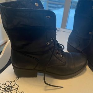 Black lace up booties